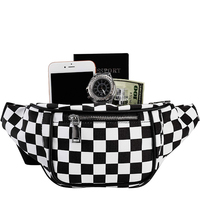Bolsa de Cintura Personalizada, Estilo Bandolera, para Teléfono Móvil, Riñonera, para Hombre y Mujer, Diseño Geométrico, Correa a Cuadros