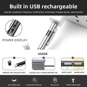 Stylo médical rechargeable par <span class=keywords><strong>USB</strong></span> avec lumière blanche et jaune, lampe torche en acier inoxydable avec échelle de pupille, affichage de la puissance - Product Image 3
