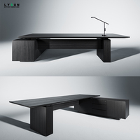 Table de bureau de direction moderne, écologique, extensible, durable, en bois MFC, texture bois 3D personnalisée de haute qualité