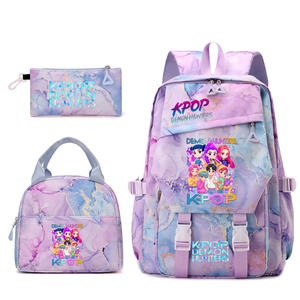 Nouvel ensemble de sacs d'école coréens Kpop Demon Hunters imprimés en polyester : sac à dos, sac à déjeuner et trousse pour étudiants - Product Image 4