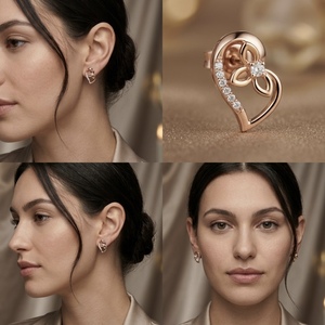 Pendientes de Oro Sólido de 18K con Diamantes Naturales, Corte Corazón y Esmeralda, Joyería Fina Personalizada para Mujer, Venta al Por Mayor - Product Image 2
