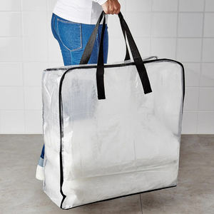 Travel Moving <strong>Bag</strong> Reinforced Handle Extra Large Capacity Zipper Closet Quilt Blanket Organizer <strong>Bags</strong> Transparent <strong>Storage</strong> <strong>Bags</strong> - Product Image 1