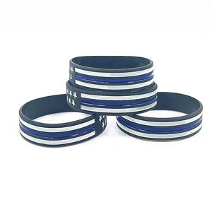 <span class=keywords><strong>Pulseras</strong></span> de Silicona con la Bandera de Estados Unidos, Línea Azul Delgada, Impermeables, Multicolores, de Moda, para Aniversario de Policía, Venta al Por Mayor de Fábrica - Product Image 5