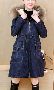 Winter Fleece Fur Hoodies <strong>Women</strong> Denim <strong>Jacket</strong> Long Style Zipper <strong>Fly</strong> Ladies Jeans <strong>Jacket</strong> Wholesale 2020 - Product Image 4