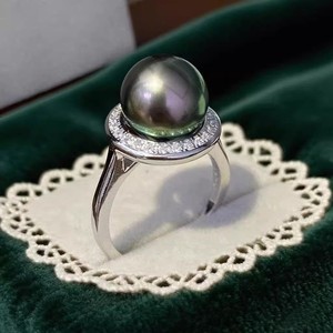 10732 DIY <b>Pearl</b> Accessories S925 Silver <b>Ring</b> with Empty Stand 11-13mm Round Beads Gold/Silver Jewelry Diamond <b>Rings</b> - Product Image 1