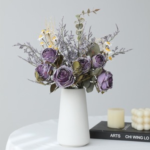 Ramo de Rosas y Margaritas de Estilo Ins, Flores Secas Artificiales para Decoración del Hogar, Sala de Estar, Mesa de Comedor - Product Image 2