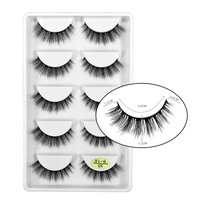 Pestañas postizas de pelo de visón 3D, pestañas largas gruesas naturales, útiles de extensión de belleza, 5 pares, nueva caja H13
