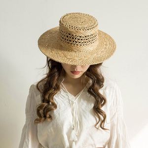 New Hollow Out Handmade Raffia Straw Grass Ring Top Wide Brimmed Straw <b>Hat</b> - Product Image 1