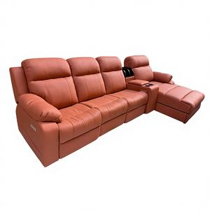 Ensemble de <span class=keywords><strong>canapé</strong></span> en cuir inclinable moderne avec appui-tête <span class=keywords><strong>électrique</strong></span> réglable et console de rangement avec USB pour salon, hôtel, bureau - Product Image 3