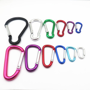 High quality multifunctional D-shaped aluminum spring carabiner, metal climbing carabiner