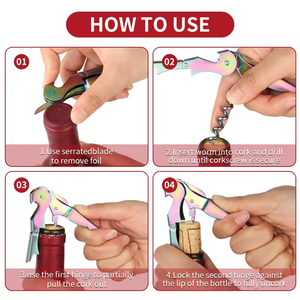 Ouvre-bouteille de serveur de couleur noire haute qualité <span class=keywords><strong>meilleur</strong></span> <span class=keywords><strong>levier</strong></span> en acier inoxydable <span class=keywords><strong>tire</strong></span>-<span class=keywords><strong>bouchon</strong></span> <span class=keywords><strong>à</strong></span> vin rouge pour outils de bar - Product Image 4