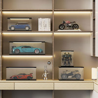 Boîte d'affichage LED haute transparence en acrylique Figure assembler pour modèle de voiture Vitrine anti-poussière Boîte acrylique personnalisée