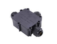 Boîtier de jonction électrique extérieur étanche IP68 en T à 3 voies (1 entrée, 2 sorties) en PC/Nylon, 24A 450VAC, noir, certifié CE