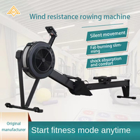 Máquina de Remo Plegable con Resistencia al Aire, Remo de Fitness Cardiovascular para Interiores con Monitor LCD Digital, Gimnasio en Casa