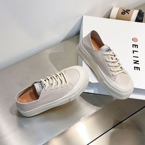 Summer new style genuine <b>leather</b> retro multi-purpose double-wear white <b>sneakers</b> with thick sole, lace-up round toe flat casual s - Product Image 4