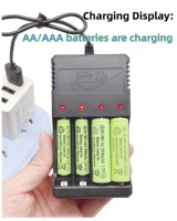 Chargeur de piles AA AAA USB HWD à 4 emplacements avec éclairage LED, certifié CE/ROHS, 1,2 V 800 mA, pour appareil photo, maison, bureau et voyage