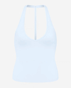 Débardeur de yoga dos nu pour femme, col en V profond, rembourré, coupe ajustée, respirant, en Spandex/Nylon, idéal pour l'entraînement, la course et le Pilates - Product Image 5