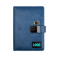 Wireless Advertising LCD Media Video Players Display Finger Print Lock Diary Planner Notebook with Power Bank