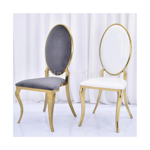 Chaise de mariage neuve en acier inoxydable avec dossier ovale en velours pour hôtel, banquet et événements - Product Image 1