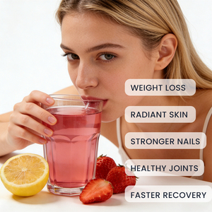 Collagène hydrolysé en peptides saveur fraise-citron pour la perte de poids, mélange de collagène en poudre saveur citron-citronnade, favorise la santé des cheveux et de la peau - Product Image 4