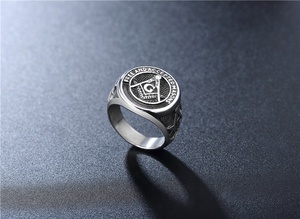 Nhà Máy Bán Buôn Chất Lượng Cao Cổ Điển Thép Không Gỉ Tôn Giáo Freemason Masonic Chết Đúc Mô Hình Thạc Sĩ Mason Nhẫn Cho Nam Giới - Product Image 6