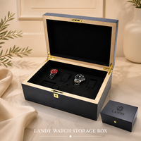 Boîte à montres en bois de luxe à 2 emplacements avec serrure de sécurité, organisateur de bijoux haut de gamme en MDF avec doublure en velours, emballage cadeau