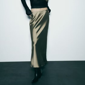 MYST&ZA <span class=keywords><strong>Jupe</strong></span> <span class=keywords><strong>Midi</strong></span> Femme Nouveau Style Taille Haute Texture Satinée Décontractée et Polyvalente Automne <span class=keywords><strong>Hiver</strong></span> 2023 8534899 - Product Image 2