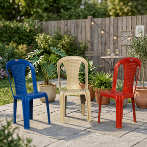 Modern Armless <b>Stackable</b> Plastic <b>Dining</b> Living Room <b>Chair</b> Slat Back Design Polyester Liner Outdoor Hospital Use - Product Image 2