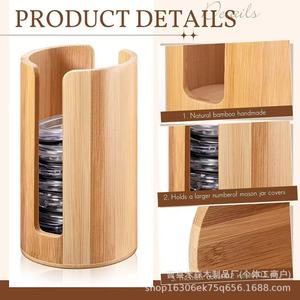 Bamboo Mason <b>Jar</b> Lid Organizer Cylinder Stackable <b>Storage</b> Holder <b>for</b> <b>Kitchen</b> Use - Product Image 2