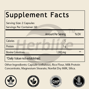 OEM/ODM Calostro en Cápsulas de 1000mg, 120 Unidades, Apoya la Salud Inmunológica, Ósea e Intestinal, Sin Gluten ni OMG - Product Image 2
