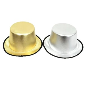Chapeau haut de forme métallique brillant en gros avec bordure noire en tissu EVA, unisexe adulte, toutes saisons, pour fêtes, spectacles de magie et costumes d'Halloween - Product Image 2