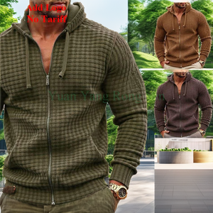 เสื้อแจ็คเก็ตฮู้ดซิปผู้ชาย ผ้าโพลีเอสเตอร์ถักลายแจ็คการ์ด 100% สีพื้น น้ำหนักเบา พิมพ์ลายดิจิทัล สำหรับฤดูใบไม้ร่วง - Product Image 2