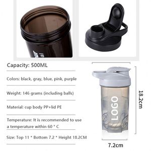 Wholesale Custom Logo Shaker Water Bottle BPA-Free PP Material Gym Protein Shaker Cup Printed Logo for Sports Promotion - Product Image 4