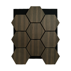 Pannelli acustici in legno impiallacciatura di legno Mdf esagono a doghe insonorizzate - Product Image 5