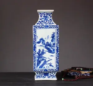 Handgemalte Blumenvasen antike große blaue und weiße Blumenvasen Wohn accessoires Dekoration Tisch vase