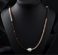 Collier en pierres précieuses naturelles multi-coupes esthétique Dopamine, perles baroques délicates, bijoux d'été pour femme