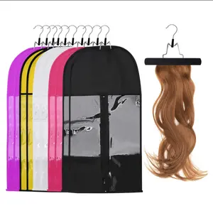 Multiple Wigs Storage Bags Dustproof PVC Wig Stand Holder Wardrobe Hanging Wig Packaging Bags Pouch
