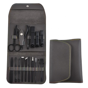 Professional Stainless Steel <strong>Nail</strong> Clipper Travel Grooming Kit <strong>Nail</strong> <strong>Tools</strong> of 16pcs with Leather Case Manicure Pedicure Set - Product Image 2