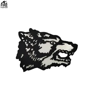 Serigala Hewan IR Patch Armband Lencana Stiker Decal Applique Hiasan Cahaya Dalam Gelap Taktis Patch Reflektif