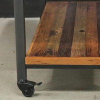 Présentoir de table de luxe en bois de chêne, cadre métallique, double couche, marron, noir, avec roue tournante