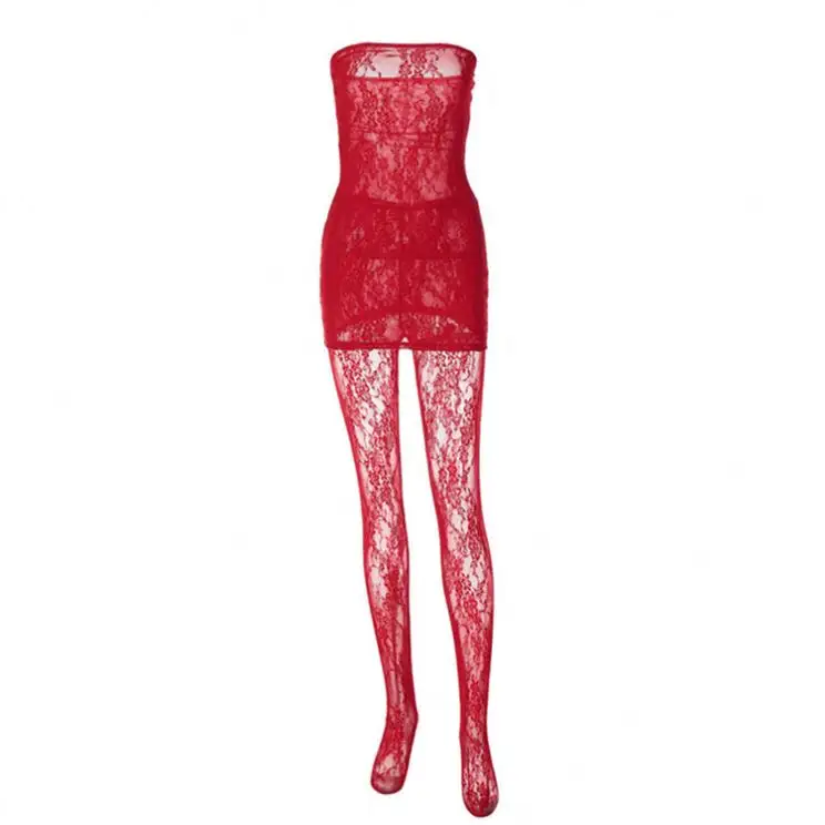Women Sexy Night Club Lace See Through Dresses With Lace Legging 2024 NewDress Lace Mesh Legging Set Two Piece Sets