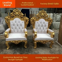 Vente directe d'usine, chaise de banquet de luxe de style européen, cadre en bois, coussin en cuir, pieds en verre trempé, chaise de trône pour hôtel, mariage