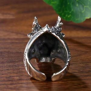 Punk Male Open <b>Adjustable</b> <b>Ring</b> Retro Chinese Style Dragon Head <b>Ring</b> for Men Accessories Hip Hop Jewelry Viking Jewelry Band - Product Image 3