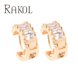 RAKOL EP504 silver Hollow Metal Cubic Zirconia Jewelry Crystal <b>Cartilage</b> Decorative Styling <b>Earrings</b> - Product Image 5