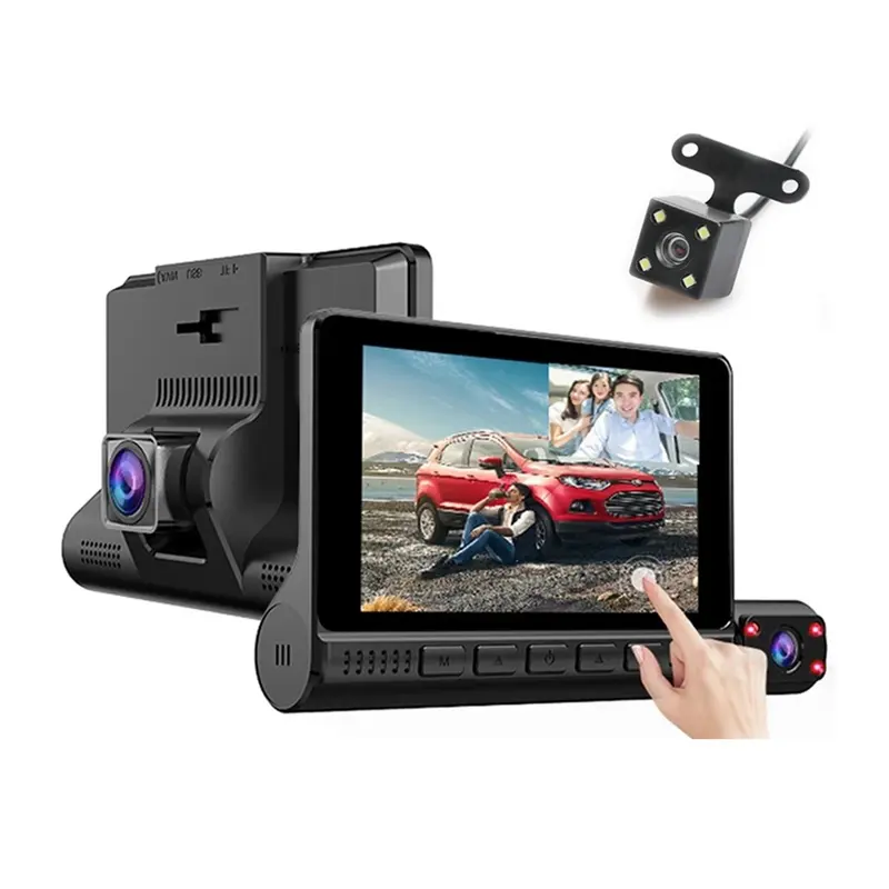4 Inch 3-IN-1 Car & Vehicle Camera 1080P Night Vision Car Recorder Camera 3 Channel Dash Cam