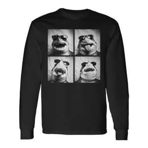 T-shirt à manches longues avec requins et lunettes de soleil, animaux marins cool, humour, Meme - Product Image 1