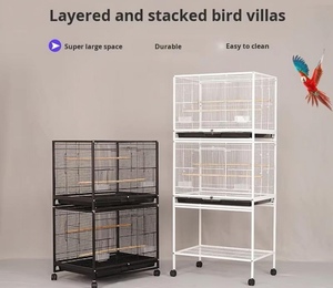 Gabbia per Uccelli Impilabile in Ferro per Allevamento di Pappagalli, Agapornidi, Cocorite e <span class=keywords><strong>Cockatiel</strong></span>, Spazio Extra Large con Supporto Mobile - Product Image 3