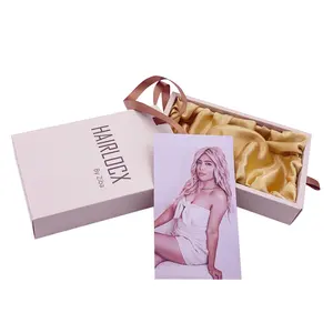 Luxury Slide Open Business Cards And Gift Cards Drawer Paper Packaging Perfume Beauty Gift Boxes Drawer Box With Ribbon Handle
