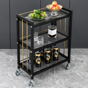 Edelstahl Luxus-Servierwagen mit Rollen für Hotel, Restaurant, Getränke und Gastronomie - Multifunktionaler Kommerzieller Servicewagen - Product Image 1