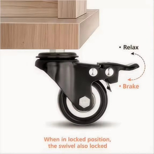 Roulettes pivotantes à visser de 2 pouces en caoutchouc PVC avec frein à 360°, roues universelles pour meubles, hôtel, salle de bain, salon - Product Image 4